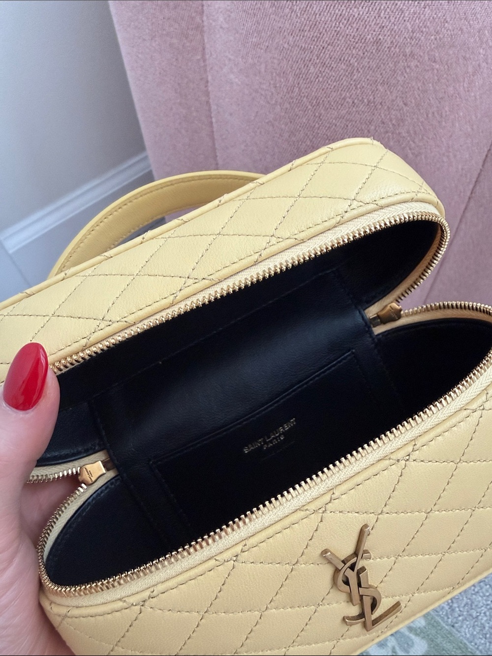 Saint Laurent Lemon Quilted Leather Mini Vanity Bag - Picture 5 of 6